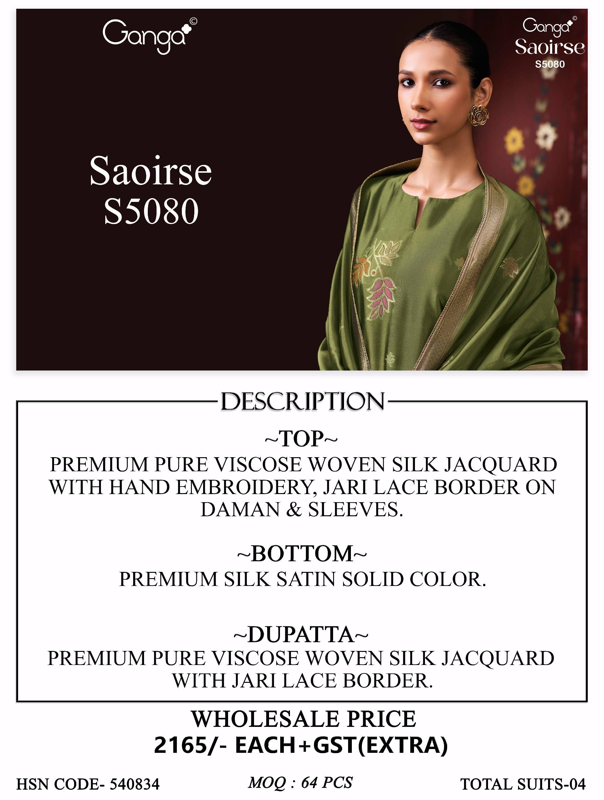 SAOIRSE 5080 Series By GANGA FASHION Stylish Beautiful Colourful PURE VISCOSE Dresses At Wholesale Price